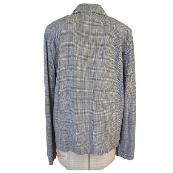 ST. JOHN Sporty Plaid Casual Zip Front Jacket Size M Oversized Casual Designer - Picture 4 of 16